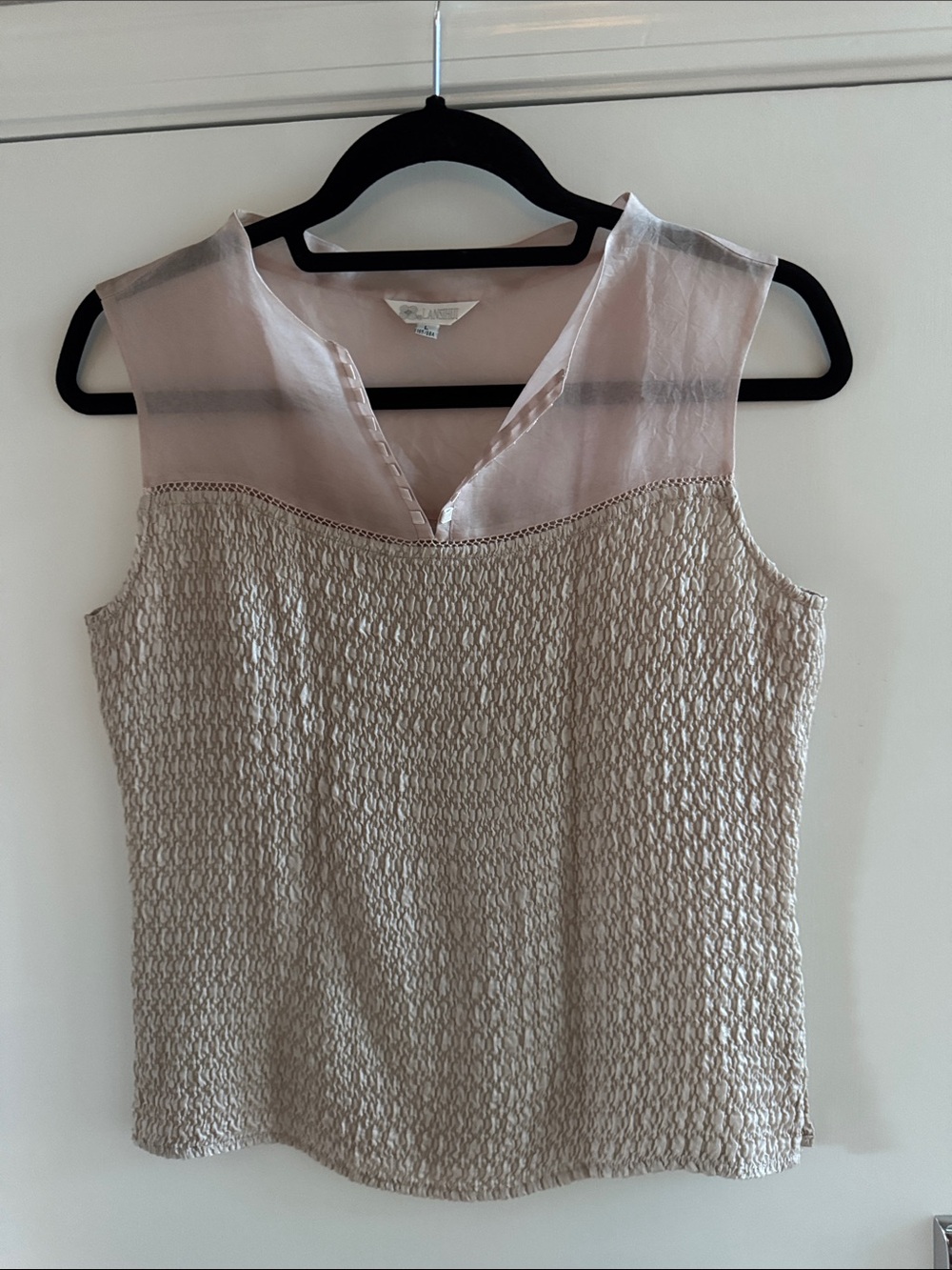 Elie Tahari Cream-Beige Textured Sleeveless Camisole